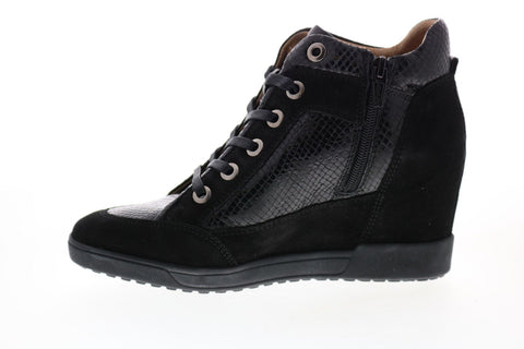 Geox Carum D84ASC02241C9999 Womens Black Suede Lace Up Euro Sneakers Shoes