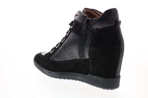 Geox Carum D84ASC02241C9999 Womens Black Suede Lace Up Euro Sneakers Shoes