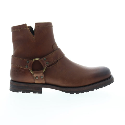 Harley-Davidson Mosby D93533 Mens Brown Leather Zipper Motorcycle Boots Shoes