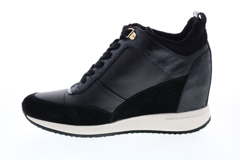 Geox Nydame D940QC08522C9999 Womens Black Leather Lace Up Euro Sneakers Shoes