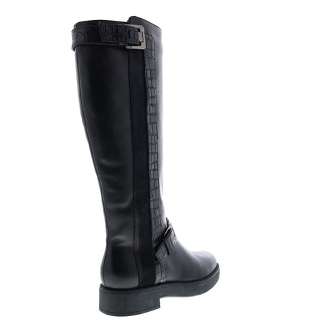 Geox Adrya D949TD0436YC9999 Womens Black Leather Zipper Knee High Boots