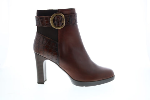 Geox Annya High D94AEB0436YC0013 Womens Brown Leather Ankle & Booties Boots