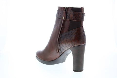 Geox Annya High D94AEB0436YC0013 Womens Brown Leather Ankle & Booties Boots