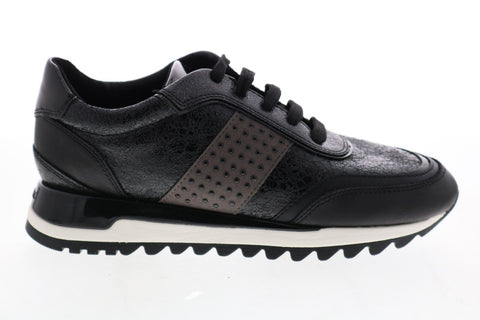 Geox Tabelya D94AQA0VIBCC9999 Womens Black Leather Lace Up Euro Sneakers Shoes