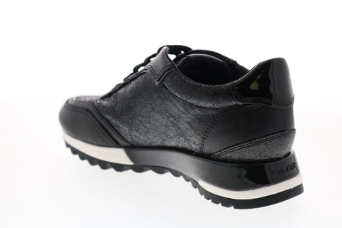 Geox Tabelya D94AQA0VIBCC9999 Womens Black Leather Lace Up Euro Sneakers Shoes