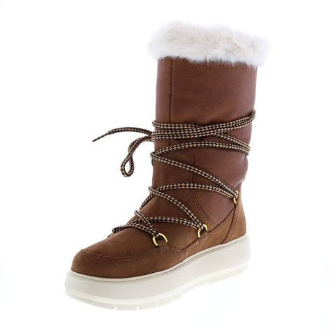 Geox Kaula B Abx D94AWC022GHC6777 Womens Brown Suede Lace Up Mid Calf Boots