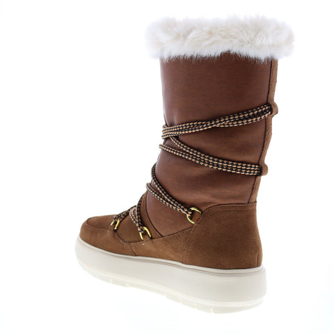 Geox Kaula B Abx D94AWC022GHC6777 Womens Brown Suede Lace Up Mid Calf Boots