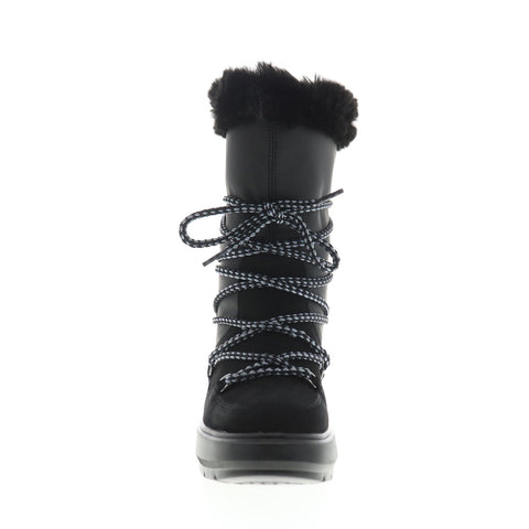 Geox Kaula B Abx D94AWC022GHC9999 Womens Black Suede Lace Up Mid Calf Boots