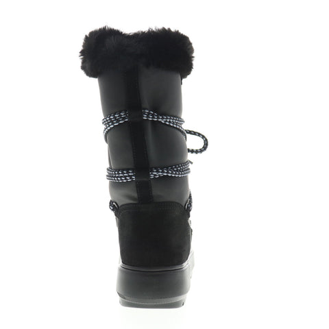 Geox Kaula B Abx D94AWC022GHC9999 Womens Black Suede Lace Up Mid Calf Boots