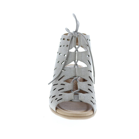 Earth Inc. Daylily Nubuck Womens Beige Nubuck Lace Up Wedges Heels Shoes