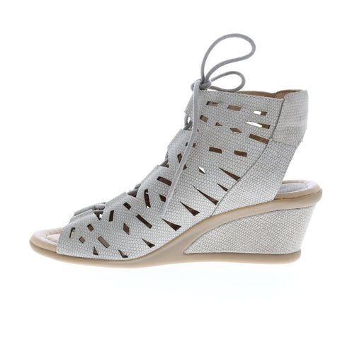 Earth Inc. Daylily Nubuck Womens Beige Nubuck Lace Up Wedges Heels Shoes