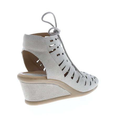 Earth Inc. Daylily Nubuck Womens Beige Nubuck Lace Up Wedges Heels Shoes