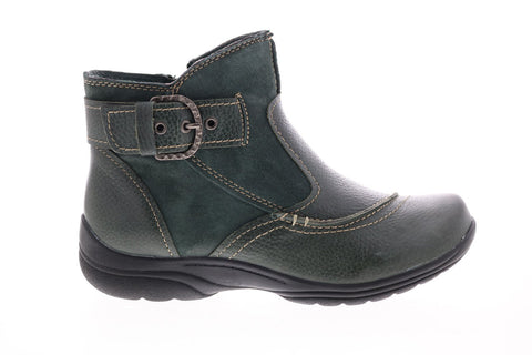 Earth Origins Dayton Womens Green Leather Slip On Ankle & Booties Boots