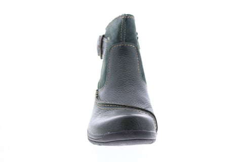Earth Origins Dayton Womens Green Leather Slip On Ankle & Booties Boots