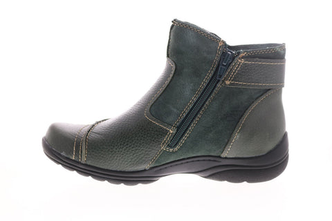 Earth Origins Dayton Womens Green Leather Slip On Ankle & Booties Boots