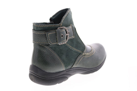 Earth Origins Dayton Womens Green Leather Slip On Ankle & Booties Boots