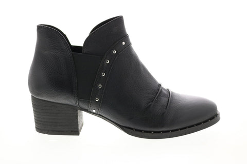Earth Inc. Delrio Womens Black Leather Slip On Ankle & Booties Boots