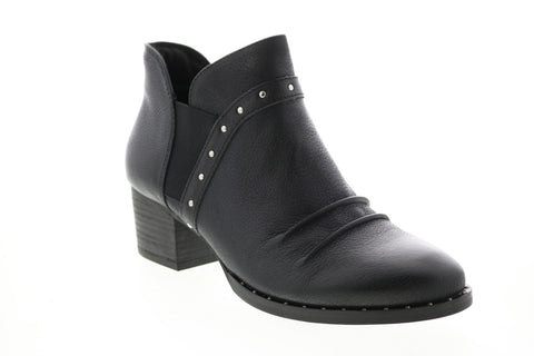 Earth Inc. Delrio Womens Black Leather Slip On Ankle & Booties Boots