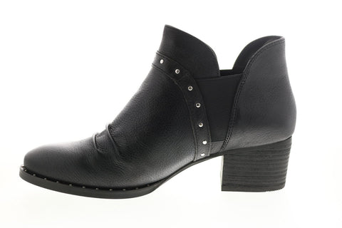 Earth Inc. Delrio Womens Black Leather Slip On Ankle & Booties Boots