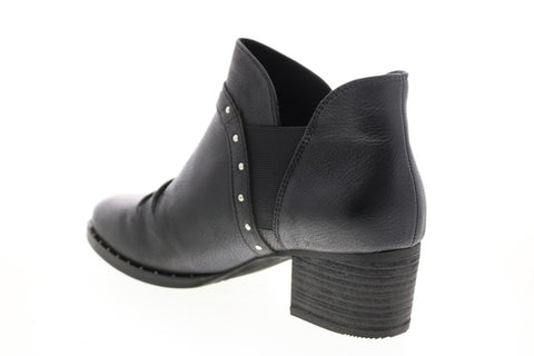 Earth Inc. Delrio Womens Black Leather Slip On Ankle & Booties Boots