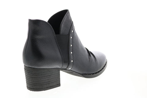 Earth Inc. Delrio Womens Black Leather Slip On Ankle & Booties Boots