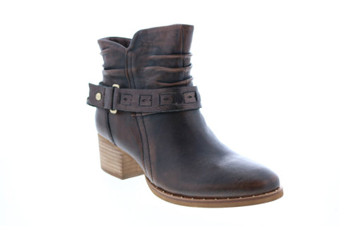 Earth Inc. Desoto Womens Brown Leather Zipper Ankle & Booties Boots