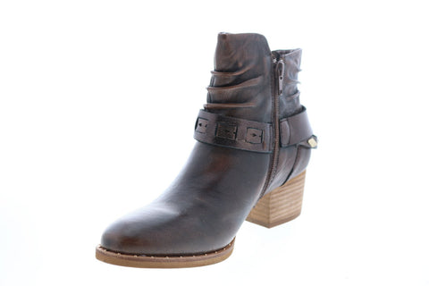 Earth Inc. Desoto Womens Brown Leather Zipper Ankle & Booties Boots