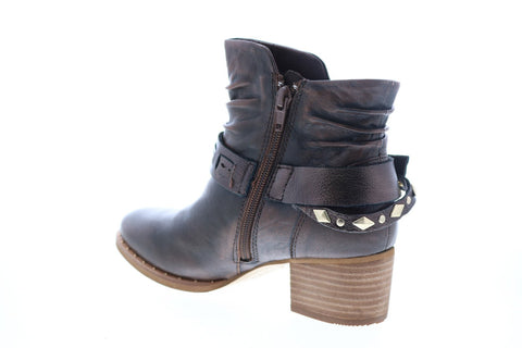 Earth Inc. Desoto Womens Brown Leather Zipper Ankle & Booties Boots
