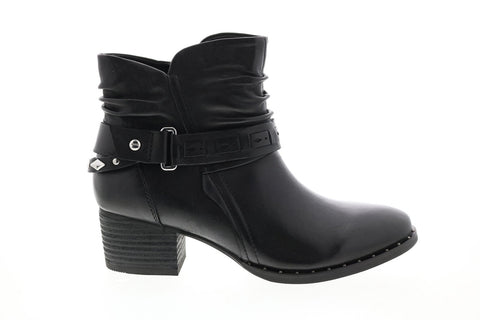 Earth Inc. Desoto Womens Black Leather Zipper Ankle & Booties Boots
