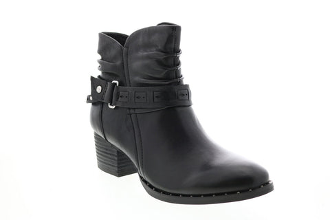 Earth Inc. Desoto Womens Black Leather Zipper Ankle & Booties Boots