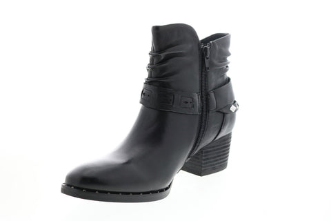 Earth Inc. Desoto Womens Black Leather Zipper Ankle & Booties Boots