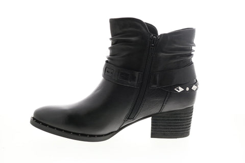 Earth Inc. Desoto Womens Black Leather Zipper Ankle & Booties Boots