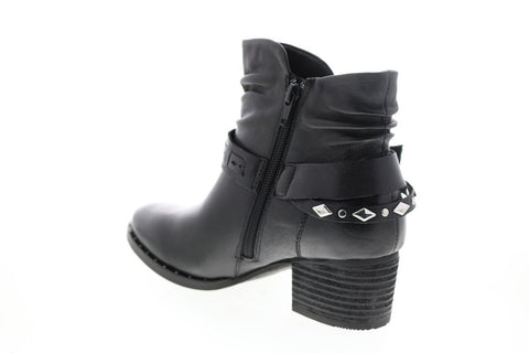 Earth Inc. Desoto Womens Black Leather Zipper Ankle & Booties Boots