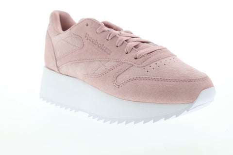 Reebok Classic Leather Double DV3628 Womens Pink Suede Lace Up Sneakers Shoes 