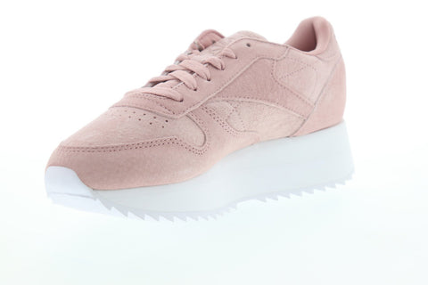 Reebok Classic Leather Double DV3628 Womens Pink Suede Lace Up Sneakers Shoes 