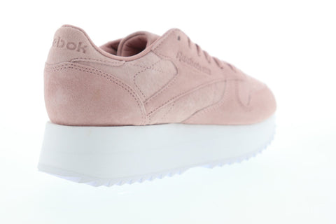 Reebok Classic Leather Double DV3628 Womens Pink Suede Lace Up Sneakers Shoes 