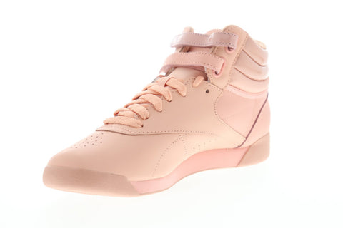 Reebok Freestyle HI DV3780 Womens Pink Leather Lace Up High Top Sneakers Shoes
