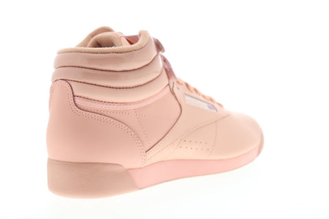 Reebok Freestyle HI DV3780 Womens Pink Leather Lace Up High Top Sneakers Shoes