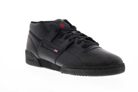 Reebok Workout Mid Black Lace Up Lifestyle Sneakers Shoes - Shoes