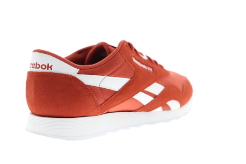 Reebok Classic Nylon Mens Red Suede & Nylon Low Top Lace Up Sneakers Shoes