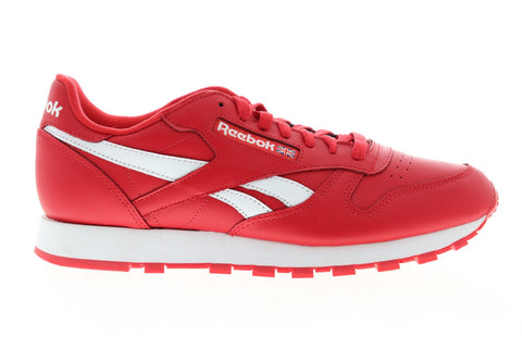 Reebok Classic Leather MU DV6590 Mens Red Leather Lace Up Low Top Sneakers Shoes