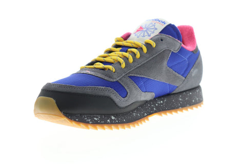 Reebok Classic Leather Ripple MU Mens Blue Suede Low Top Sneakers Shoes