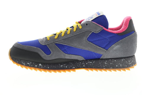 Reebok Classic Leather Ripple MU Mens Blue Suede Low Top Sneakers Shoes