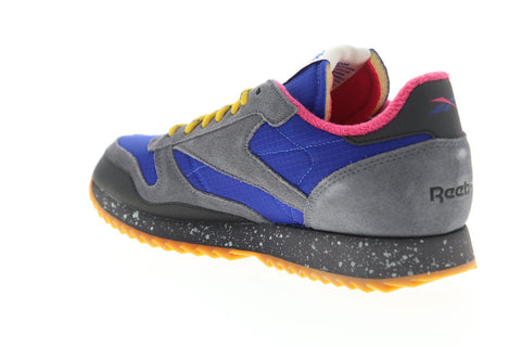 Reebok Classic Leather Ripple MU Mens Blue Suede Low Top Sneakers Shoes