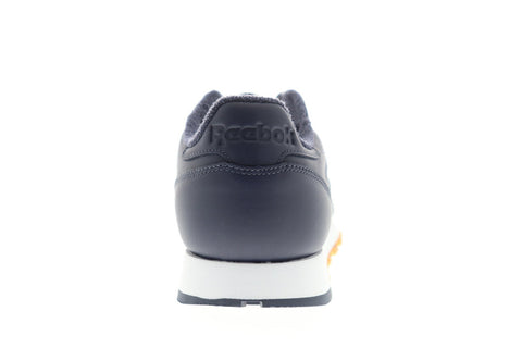 Reebok Classic Leather MU Mens Blue Leather Low Top Lace Up Sneakers Shoes