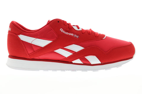 Reebok Classic Nylon DV8297 Mens Red Suede & Nylon Low Top Sneakers Shoes