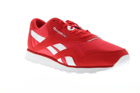 Reebok Classic Nylon DV8297 Mens Red Suede & Nylon Low Top Sneakers Shoes