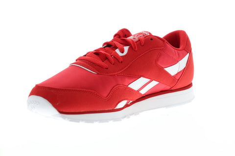 Reebok Classic Nylon DV8297 Mens Red Suede & Nylon Low Top Sneakers Shoes