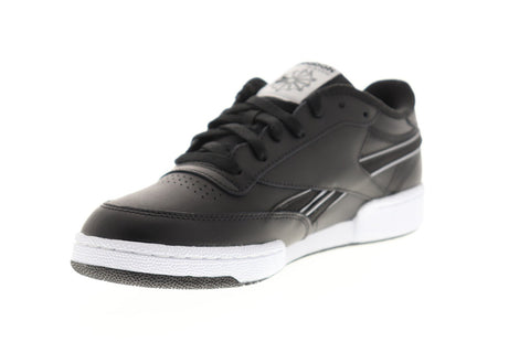 Reebok Club C Revenge Mu Mens Black Leather Low Top Lace Up Sneakers Shoes