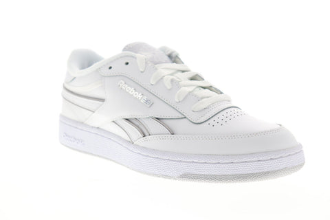 Reebok Club C Revenge Mu Mens White Leather Low Top Lace Up Sneakers Shoes